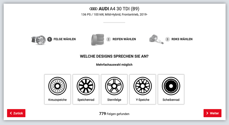 Felgenkonfigurator erklärt - Schritt  3 Designauswahl